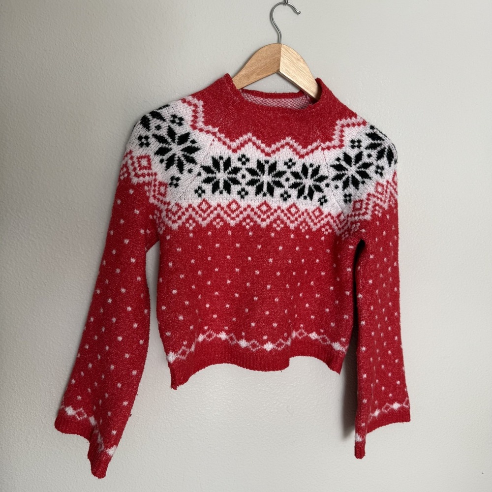 No Boundaries Oversized XXS Nordic Snowflake Holiday Pullover Sweater Ski Winter - Picture 11 of 16